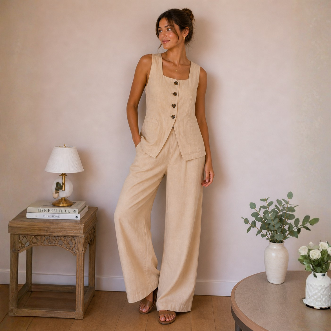 Conjunto dos piezas color crema GLG
