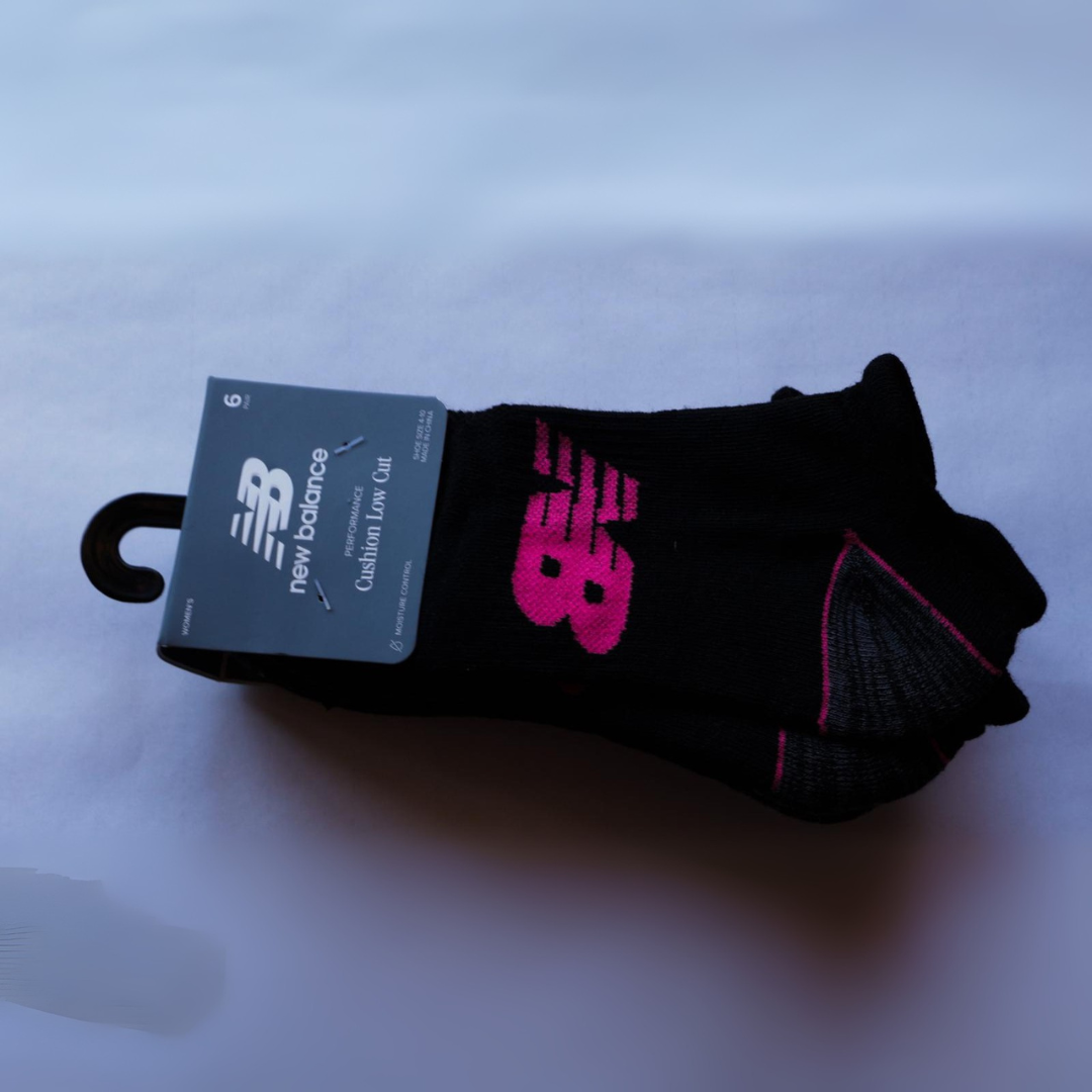 Medias de mujer de 6 pares New Balance negro con rosado