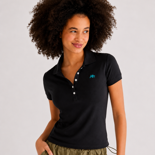 Camiseta tipo Polo de piqué A87 Negra