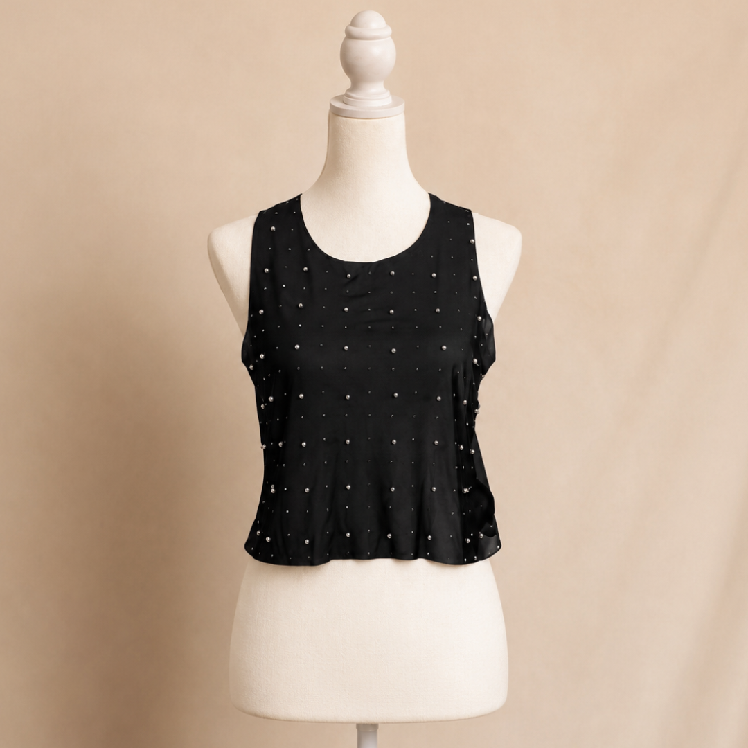 Blusa negra sin mangas