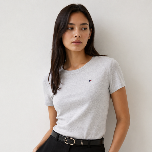 Camiseta de cuello redondo Tommy Hilfiger Gris