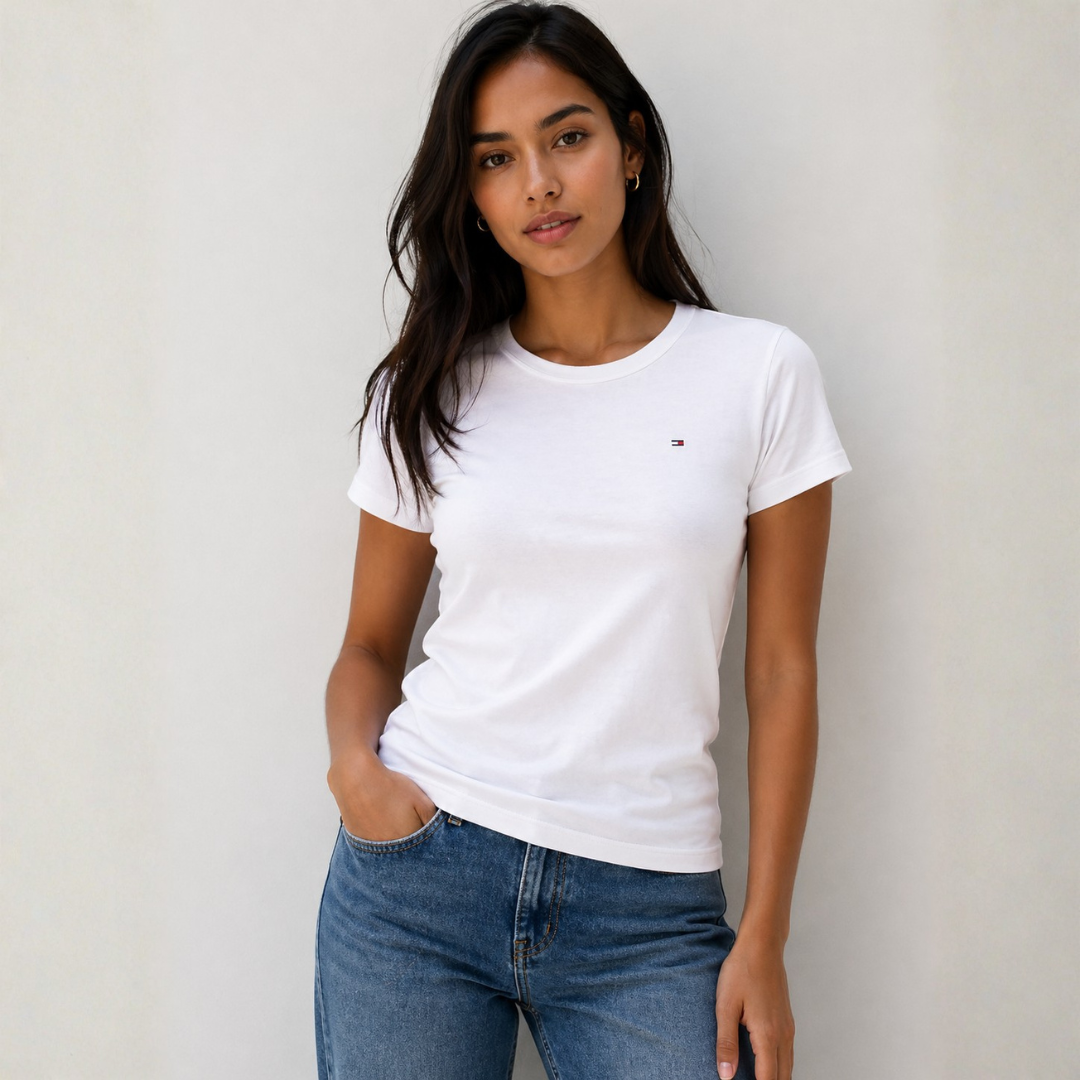 Camiseta de cuello redondo Tommy Hilfiger Blanca