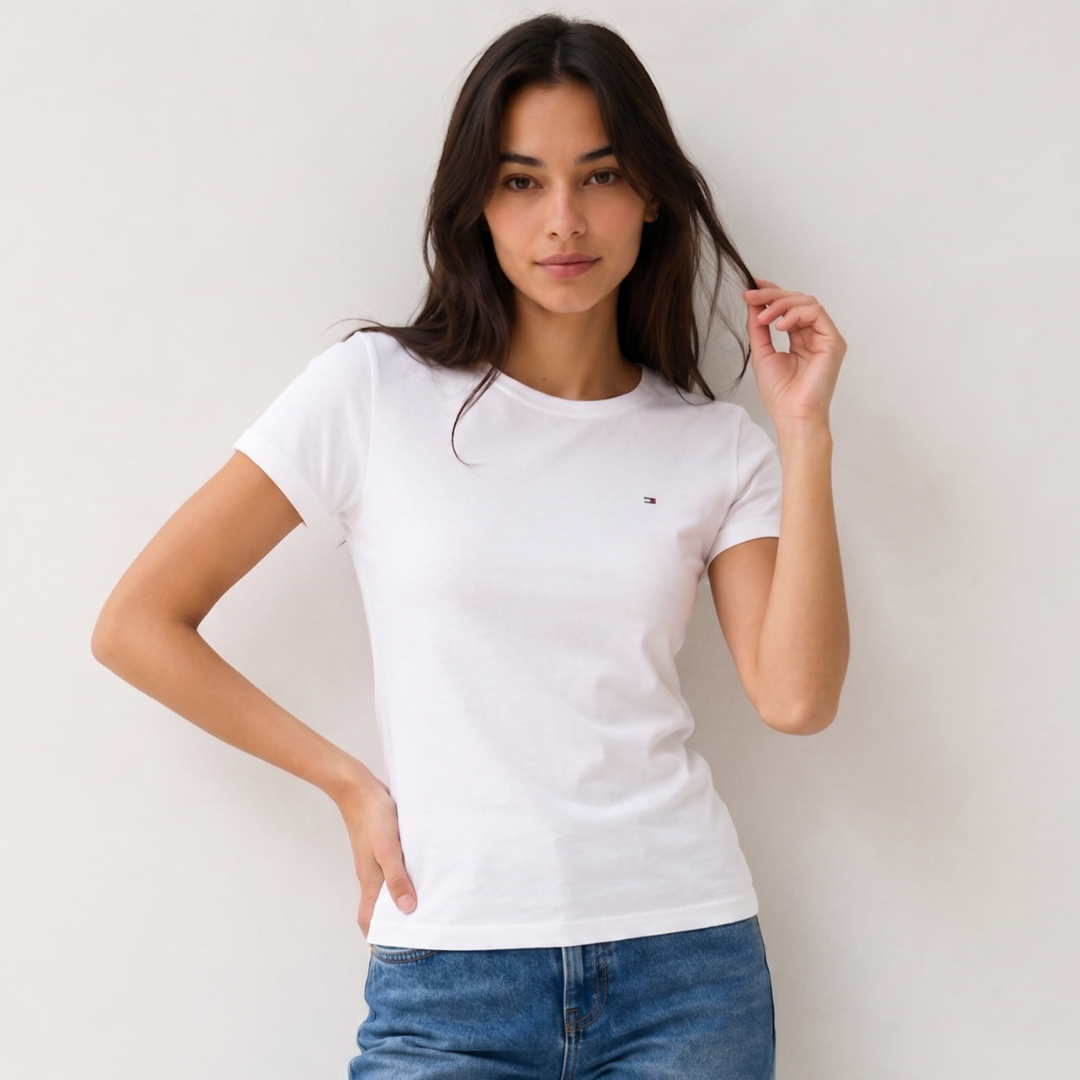 Camiseta de cuello redondo Tommy Hilfiger Blanca