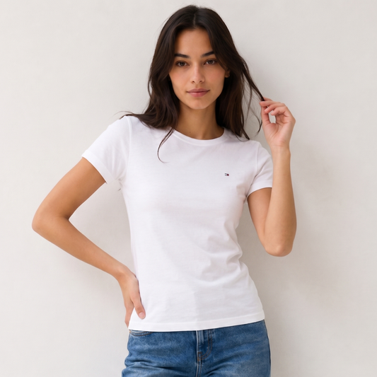 Camiseta de cuello redondo Tommy Hilfiger Blanca