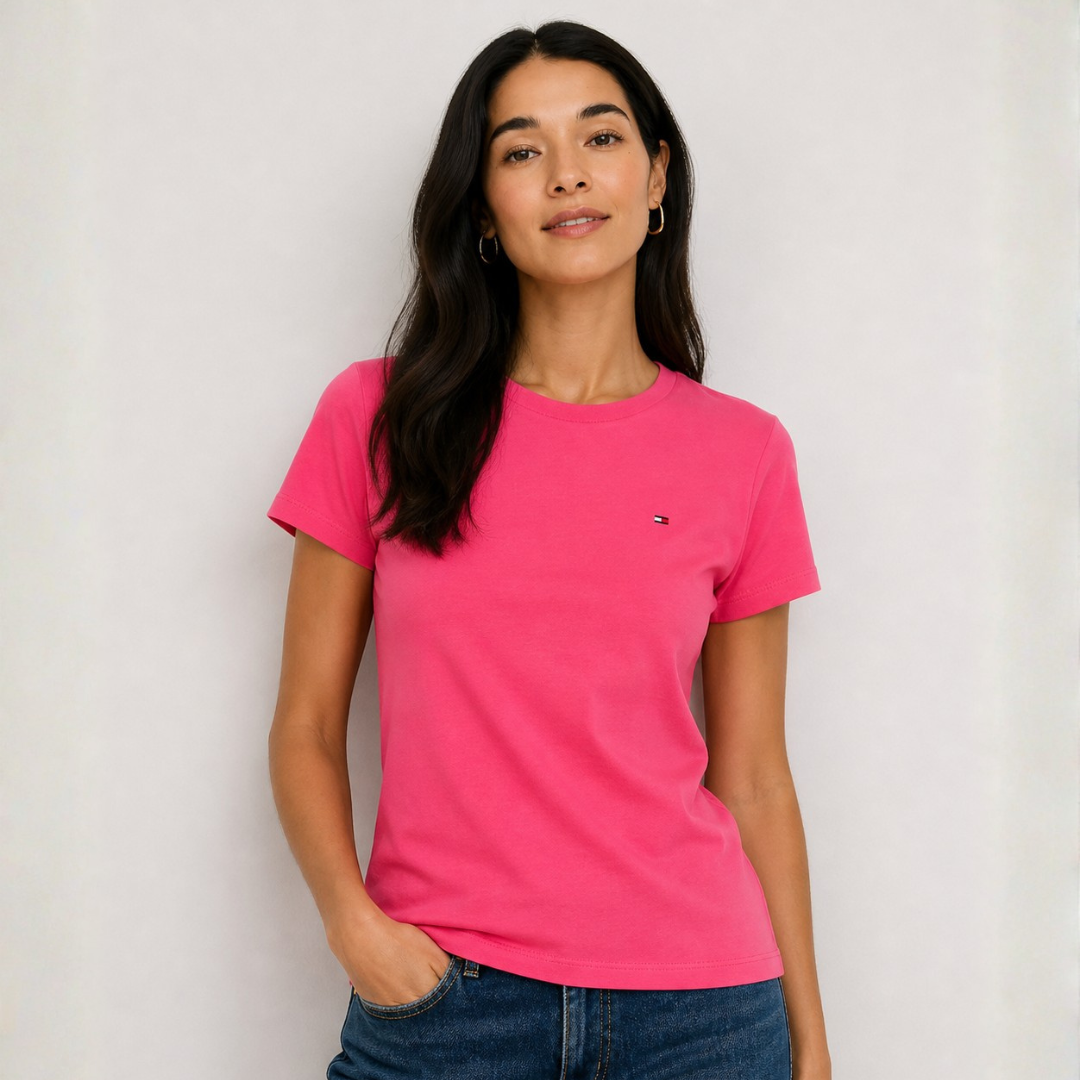 Camiseta de cuello redondo Náutica Rosada