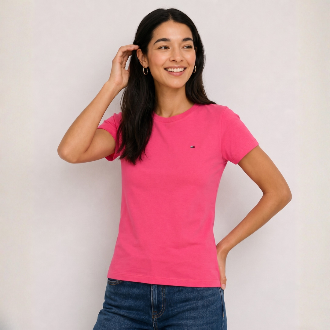 Camiseta de cuello redondo Náutica Rosada