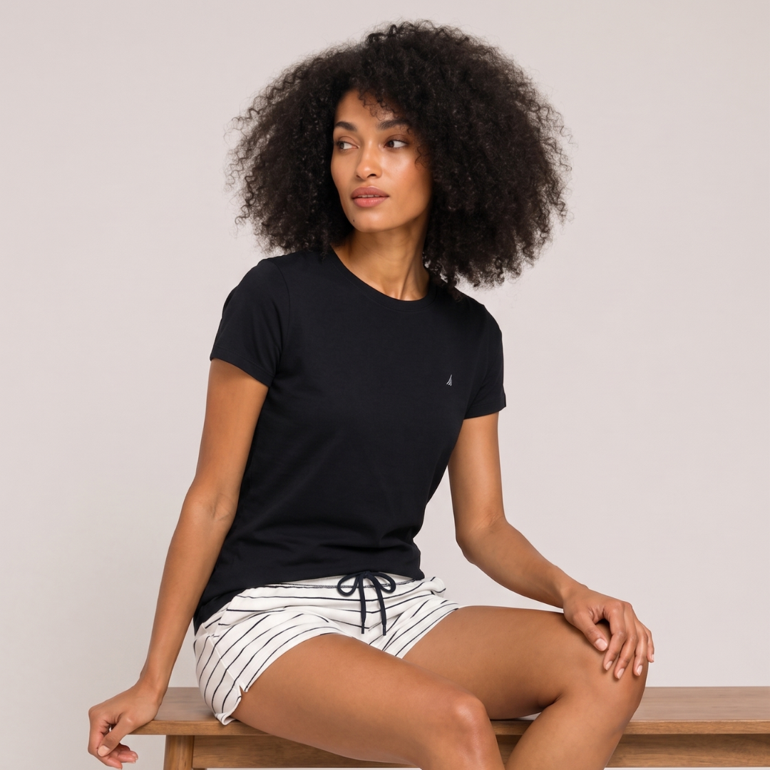 Camiseta de Cuello Redondo Nautica Negra