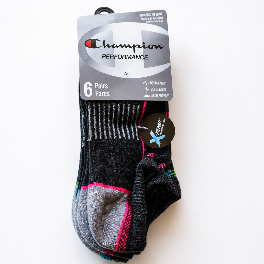 Medias de mujer de 6 pares gris con detalles Champion