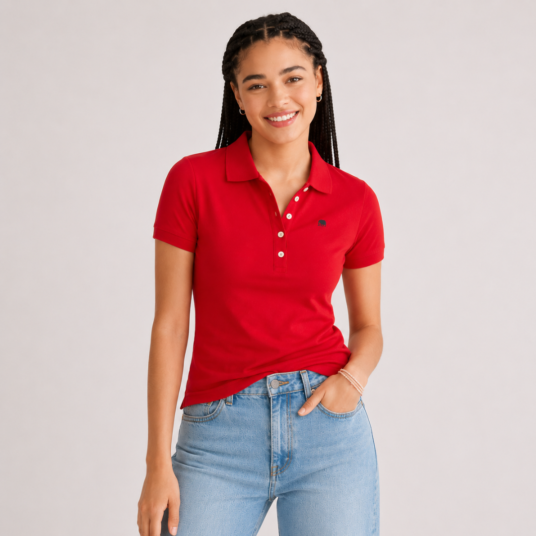 Camiseta tipo Polo de piqué A87 Roja