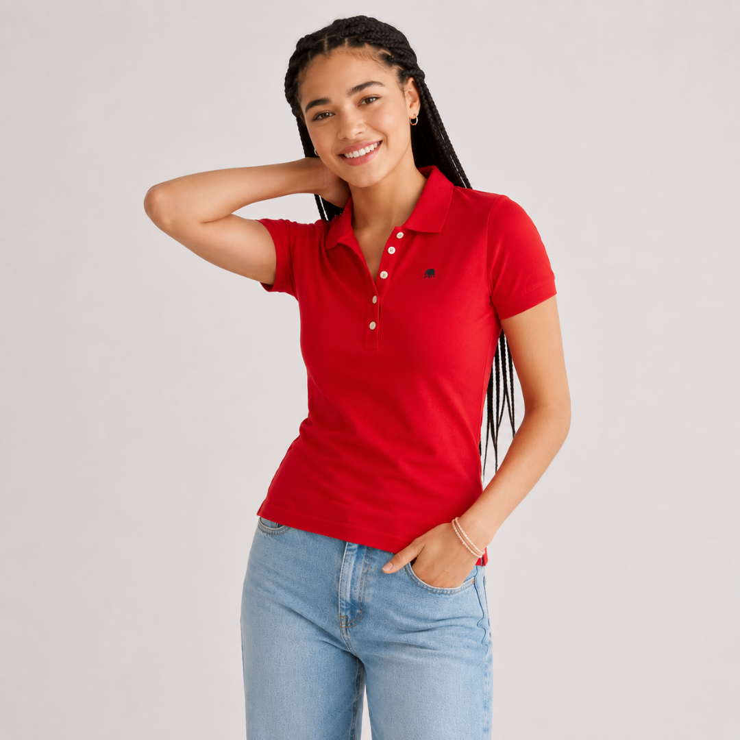 Camiseta tipo Polo de piqué A87 Roja