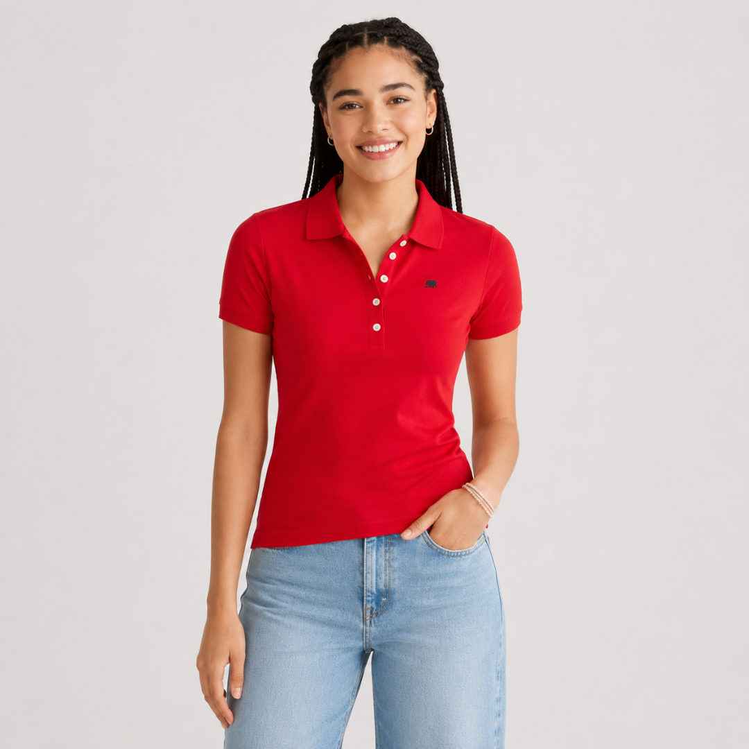 Camiseta tipo Polo de piqué A87 Roja