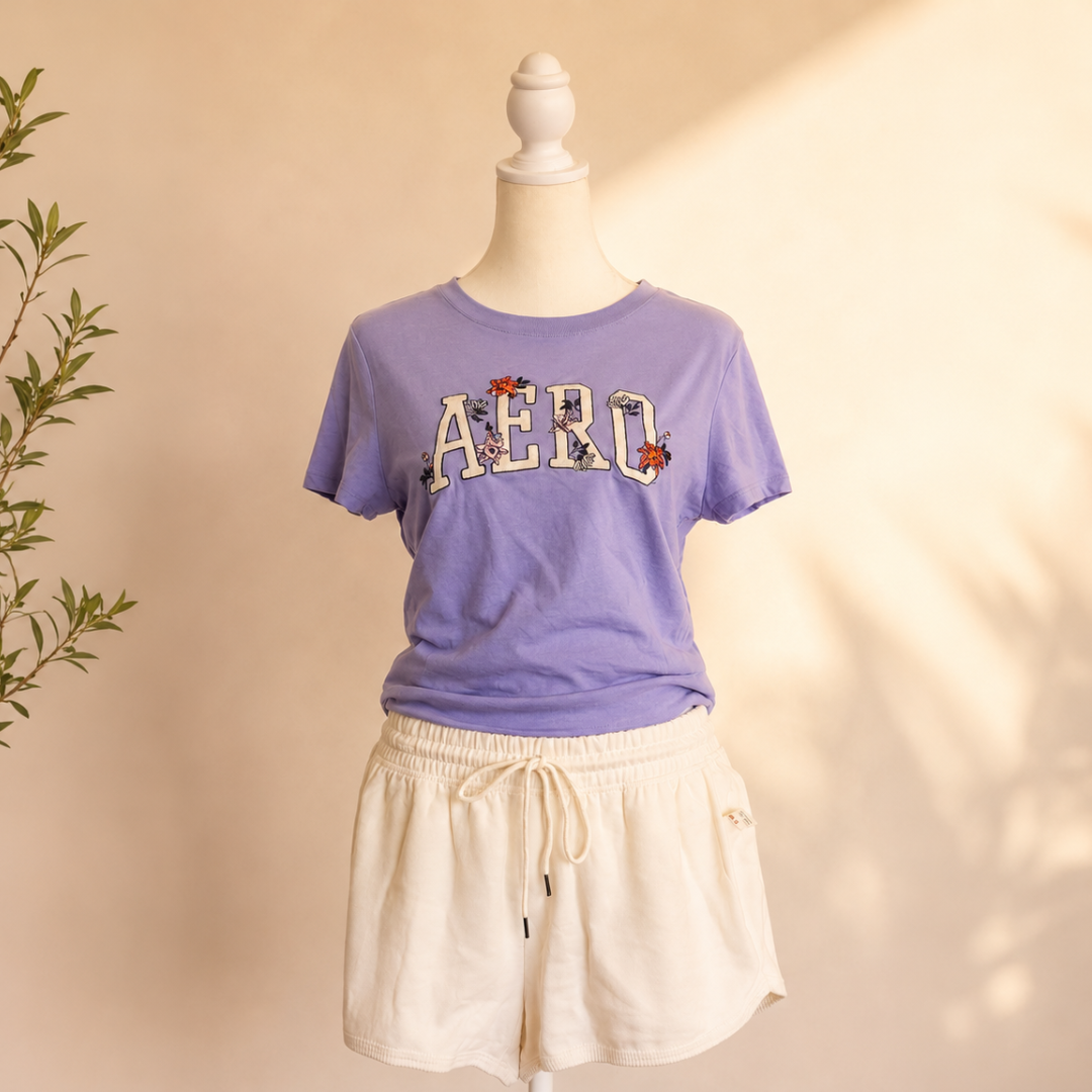 Conjunto de dos piezas celeste y blanco Aéropostale