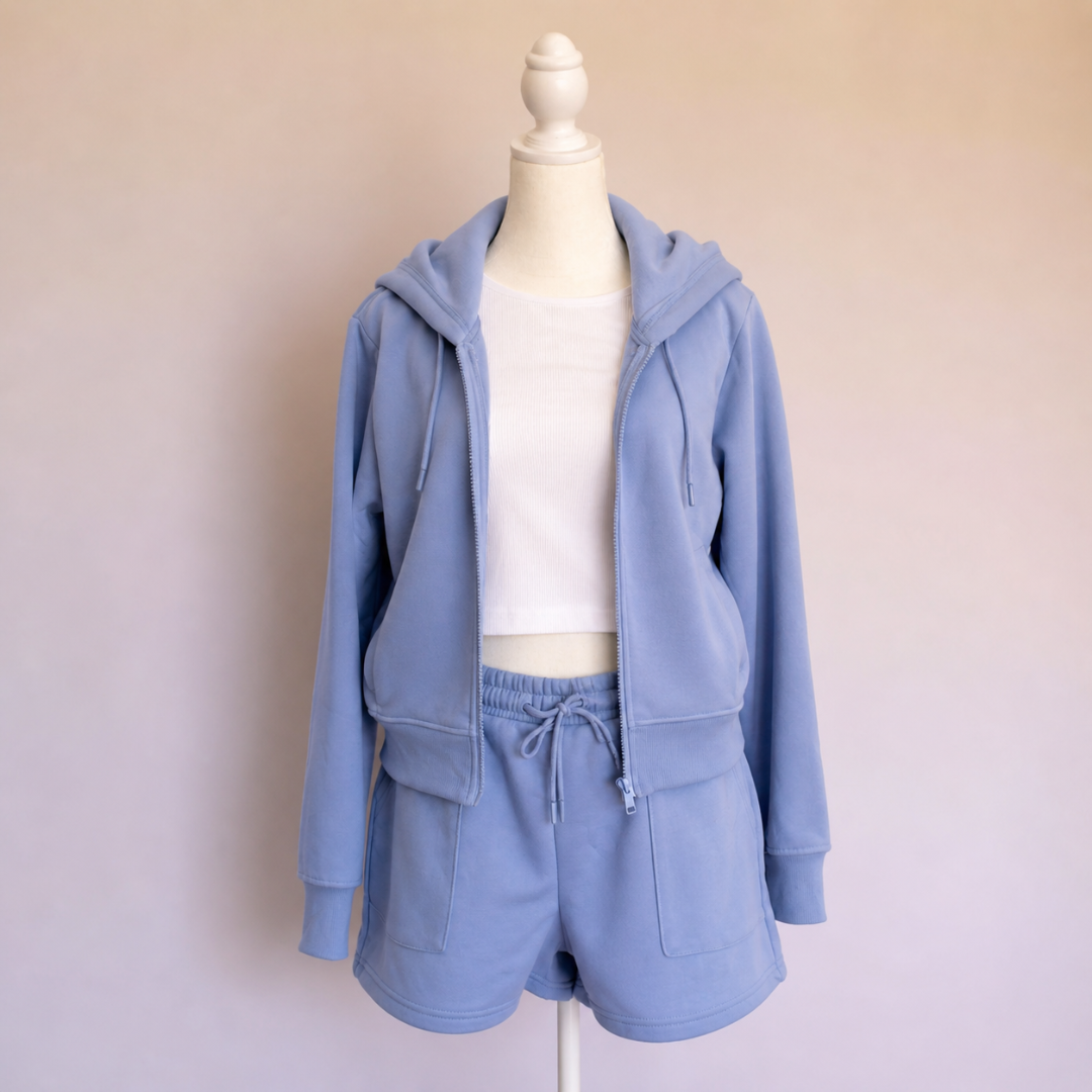 Conjunto de tres piezas celeste