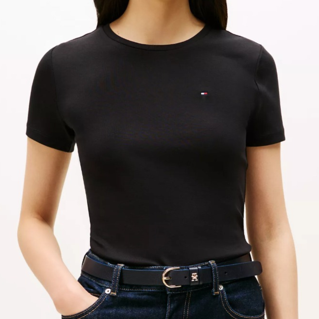 Camiseta de cuello redondo Tommy Hilfiger Negra