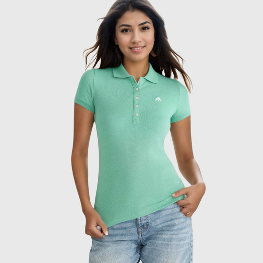 Camiseta tipo Polo de piqué A87 Verde