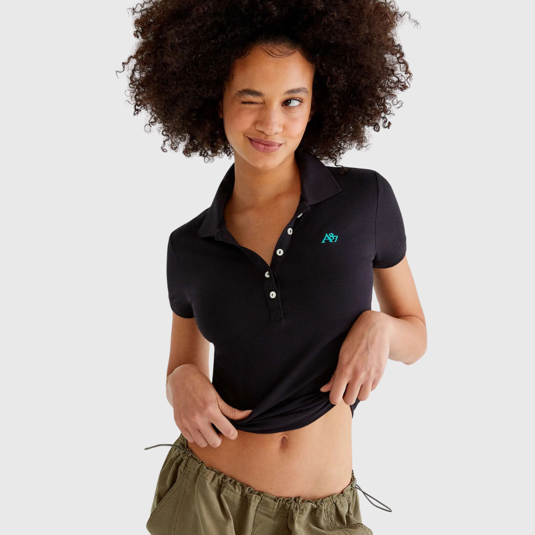 Camiseta tipo Polo de piqué A87 Negra