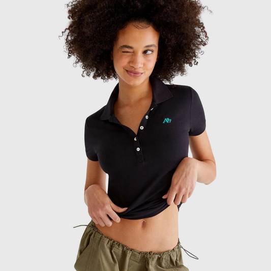 Camiseta tipo Polo de piqué A87 Negra