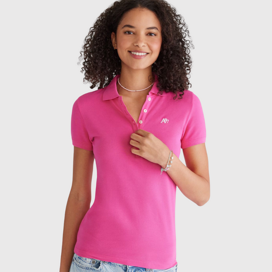 Camiseta tipo Polo de piqué A87 Rosada