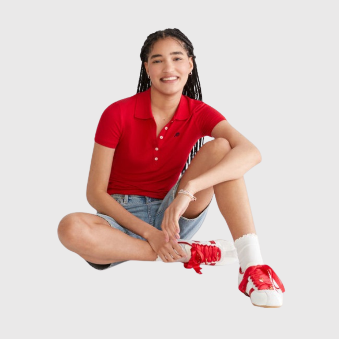 Camiseta tipo Polo de piqué A87 Roja