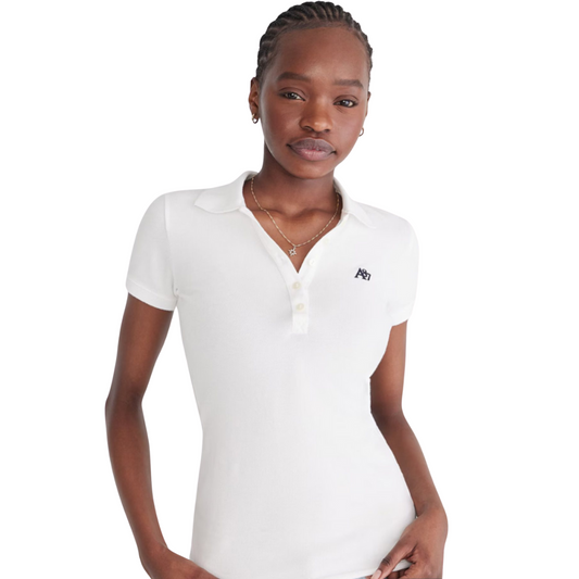 Camiseta tipo Polo de piqué A87 Blanca