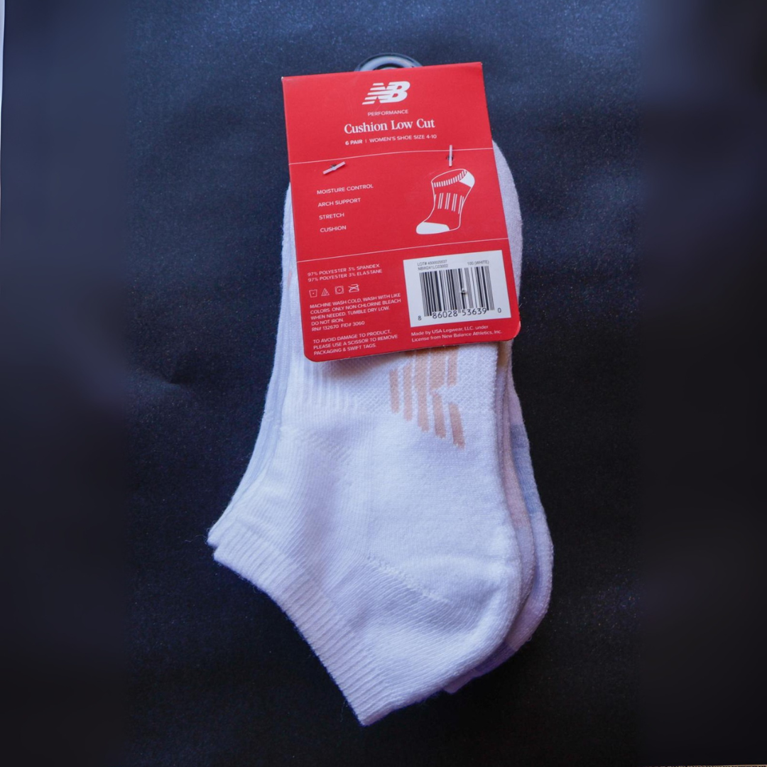 Medias de mujer de 6 pares New Balance blanco con rosa