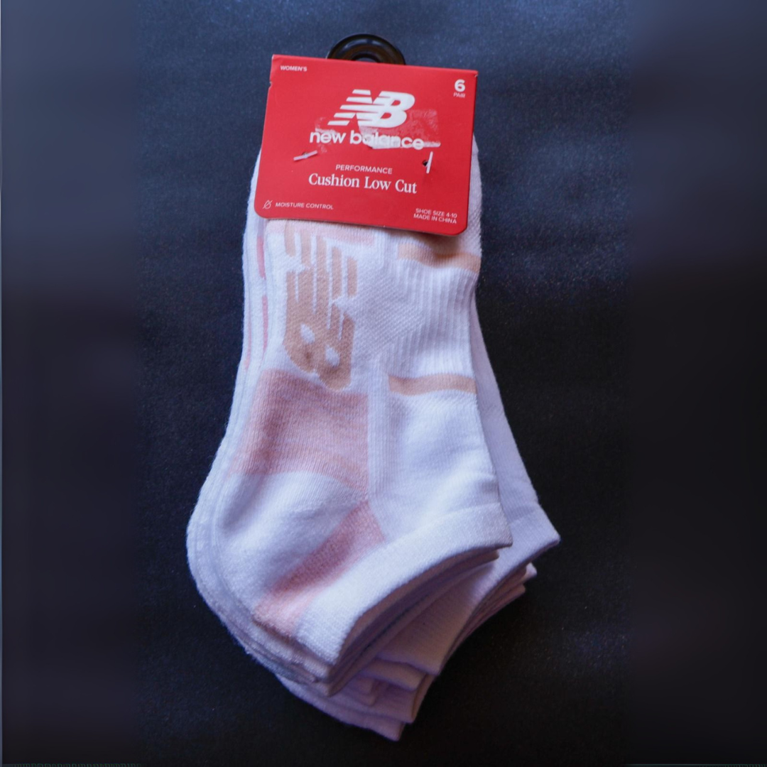 Medias de mujer de 6 pares New Balance blanco con rosa