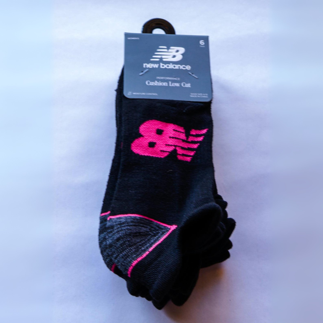 Medias de mujer de 6 pares New Balance negro con rosado