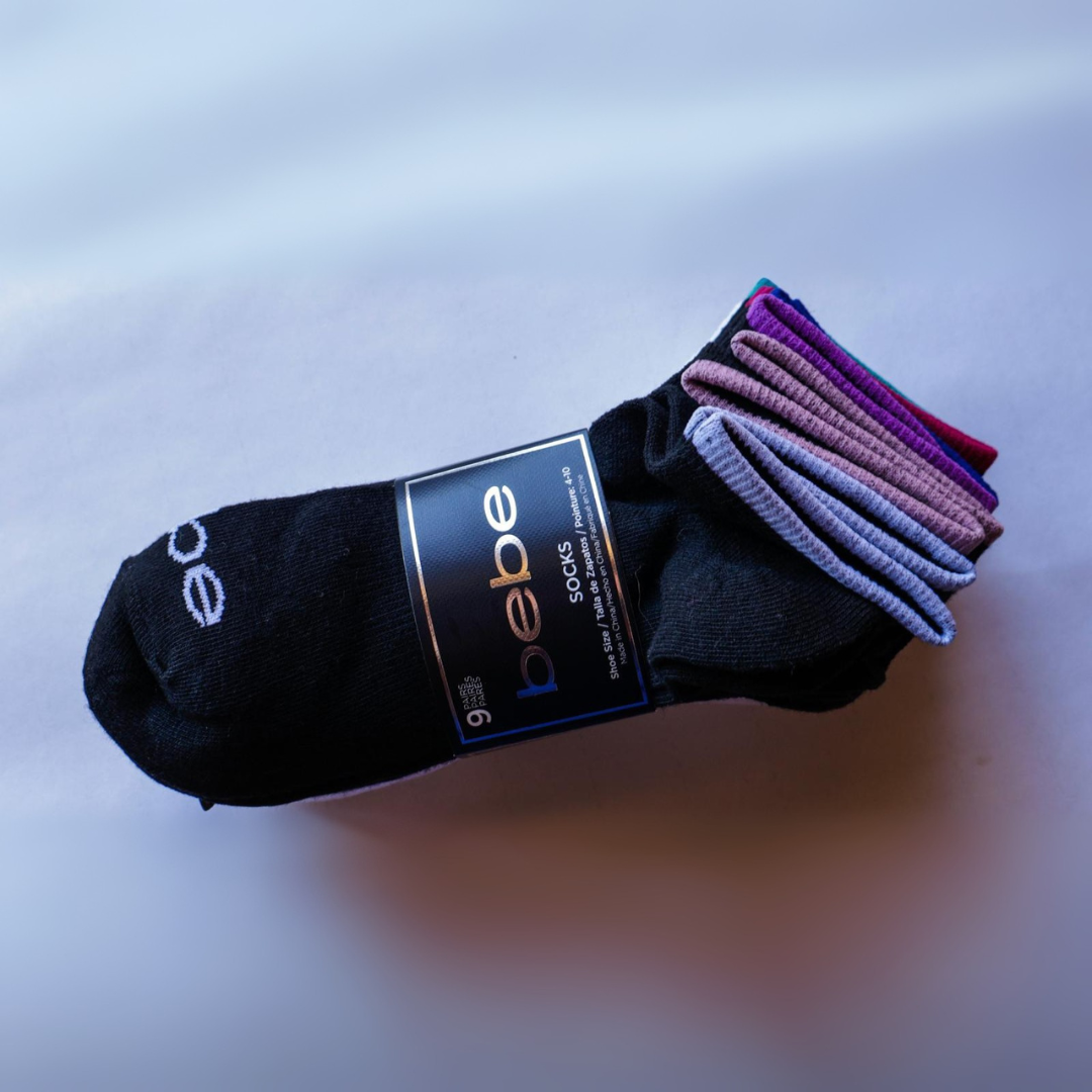 Medias de mujer de 6 pares bebé negro c/colores