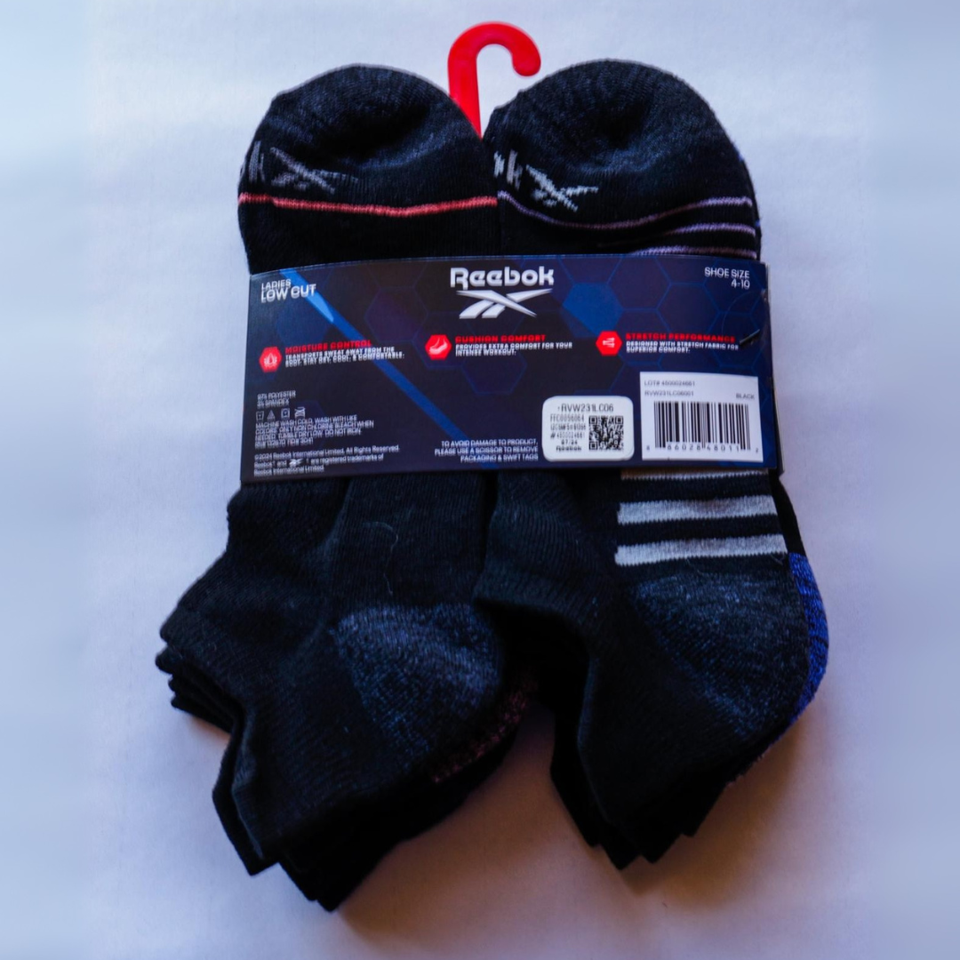 Medias de mujer de 6 pares Rebook negro c/colores